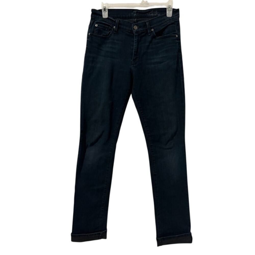 NWOT Womens 7 Mankind Dark Wash Mid-rise Straight Leg Jean Size 28 - Picture 1 of 6